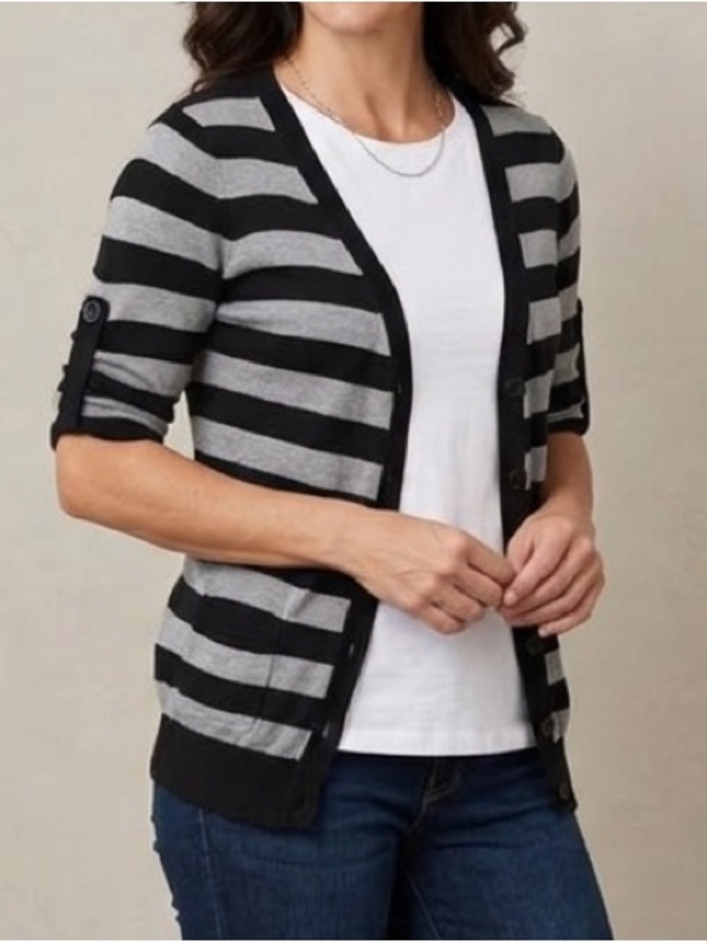 Black and Grey Light Cardigan by Pink Rose
